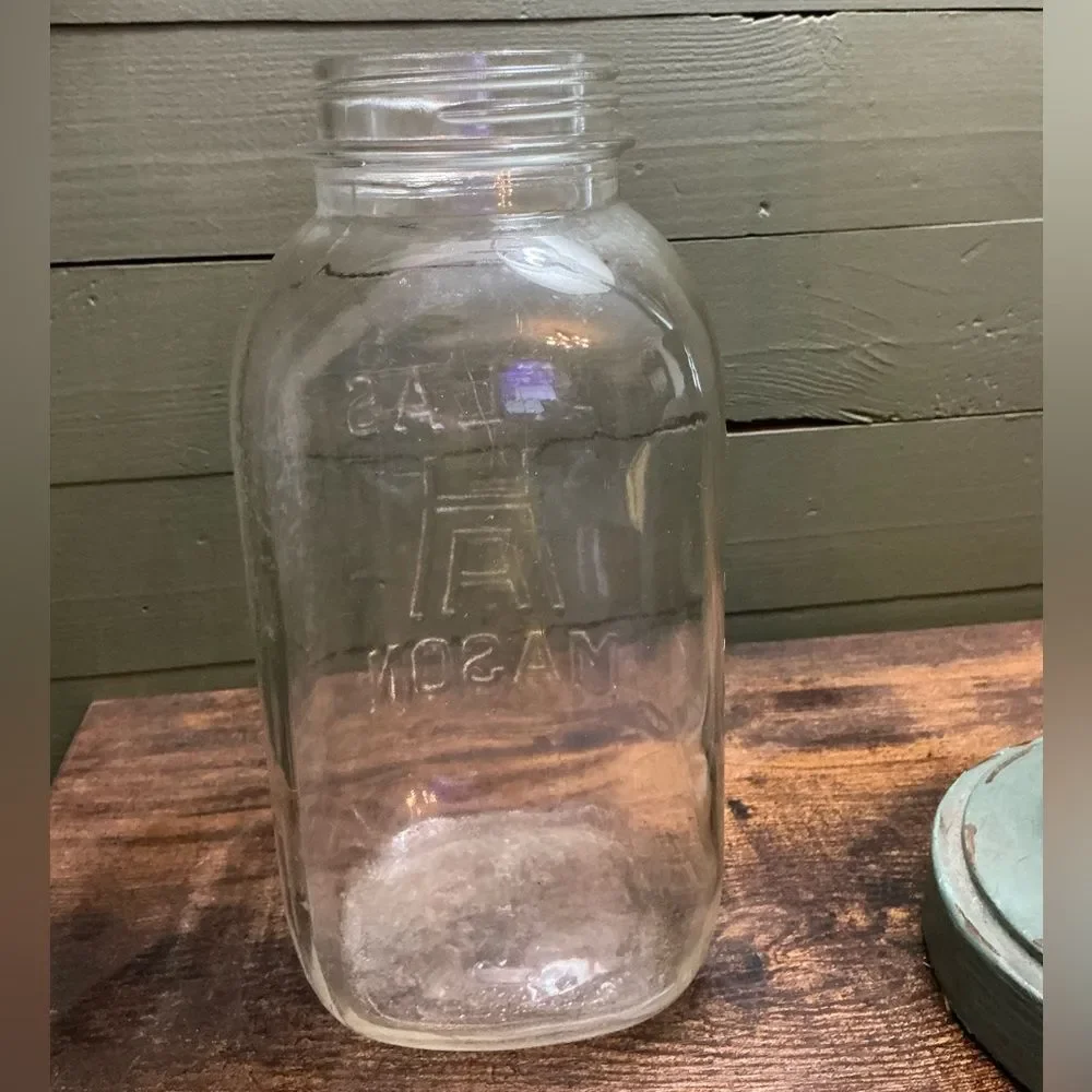 Vintage Atlas Strong Shoulder Mason Jar 9.5” Hazel Atlas No Lid